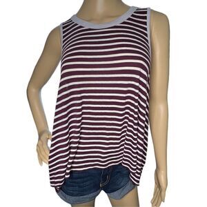 Free People Purple and White Striped Flowy Tank Top